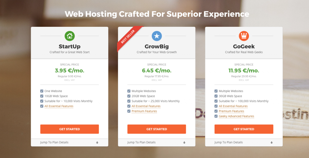 Siteground web hosting plans
