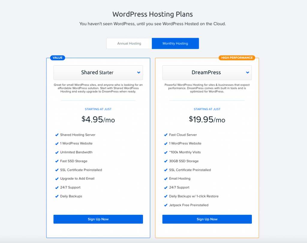 Dreamhost wordpress hosting
